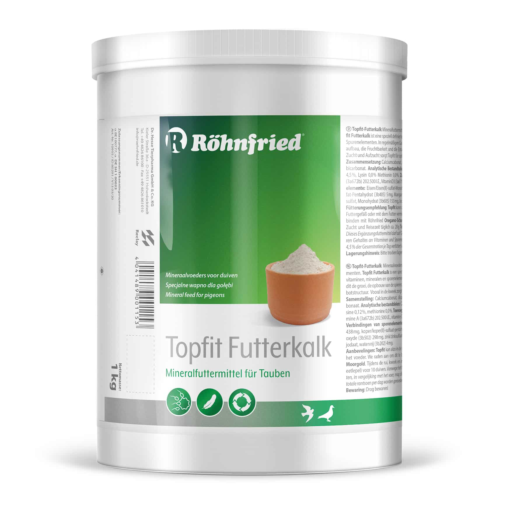 Röhnfried Topfit -Futterkalk 1000g